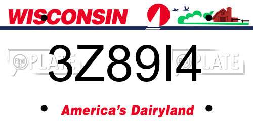 3Z89I4 Wisconsin License Plate