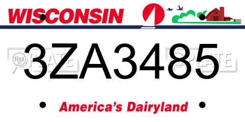 3ZA3485 Wisconsin License Plate