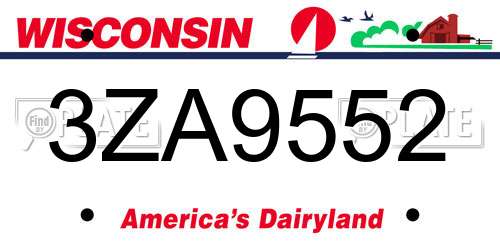 3ZA9552 Wisconsin License Plate