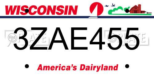 3ZAE455 Wisconsin License Plate