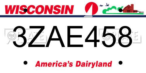 3ZAE458 Wisconsin License Plate
