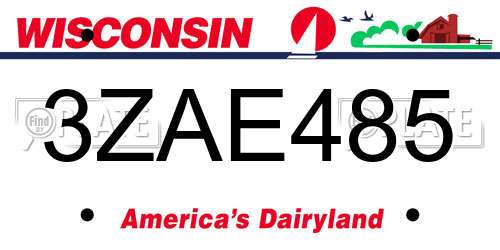 3ZAE485 Wisconsin License Plate