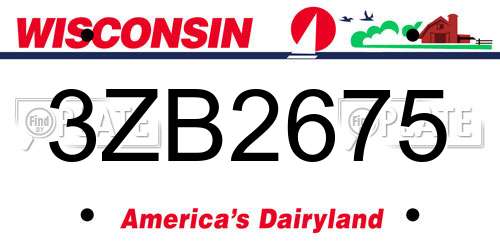 3ZB2675 Wisconsin License Plate