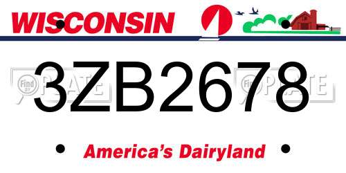 3ZB2678 Wisconsin License Plate