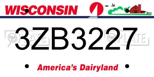 3ZB3227 Wisconsin License Plate