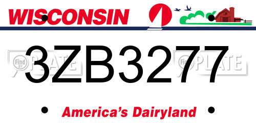 3ZB3277 Wisconsin License Plate