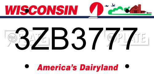 3ZB3777 Wisconsin License Plate