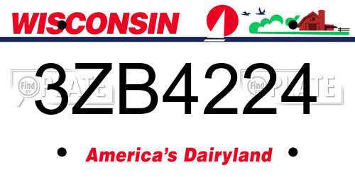 3ZB4224 Wisconsin License Plate