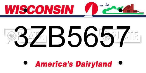 3ZB5657 Wisconsin License Plate