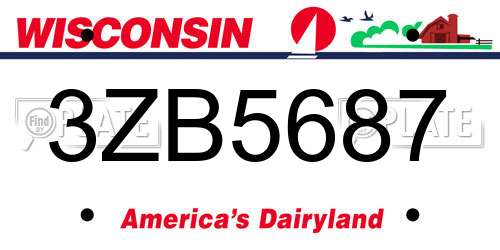 3ZB5687 Wisconsin License Plate