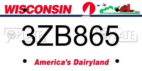 3ZB865 Wisconsin License Plate