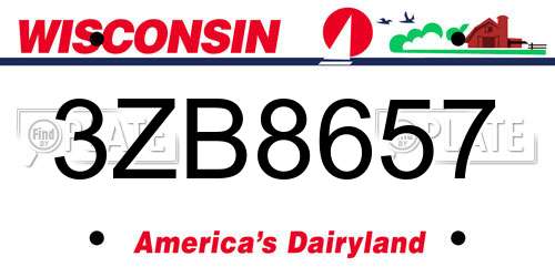 3ZB8657 Wisconsin License Plate