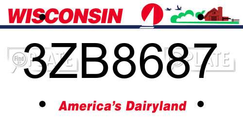 3ZB8687 Wisconsin License Plate