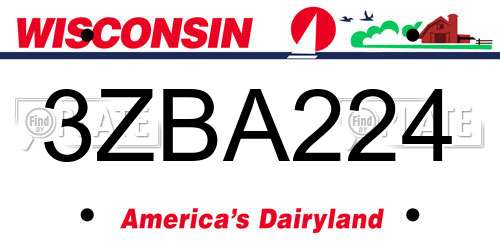 3ZBA224 Wisconsin License Plate