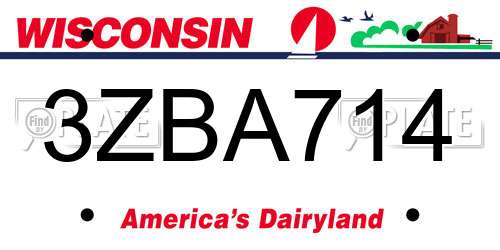 3ZBA714 Wisconsin License Plate