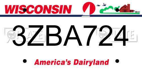 3ZBA724 Wisconsin License Plate