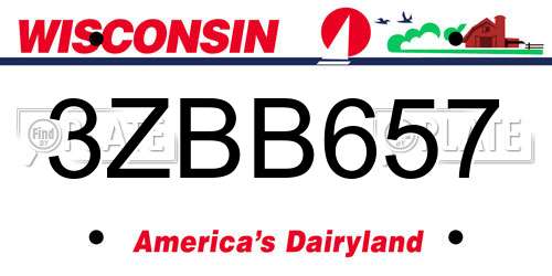 3ZBB657 Wisconsin License Plate