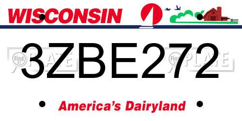 3ZBE272 Wisconsin License Plate