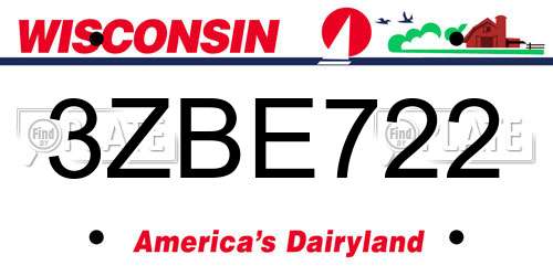 3ZBE722 Wisconsin License Plate