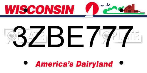3ZBE777 Wisconsin License Plate
