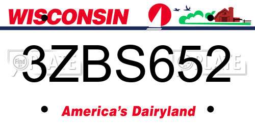 3ZBS652 Wisconsin License Plate