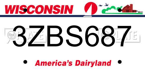 3ZBS687 Wisconsin License Plate