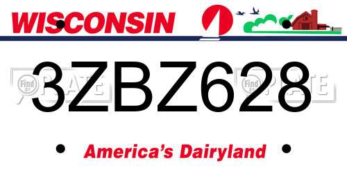 3ZBZ628 Wisconsin License Plate