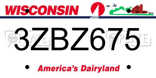3ZBZ675 Wisconsin License Plate