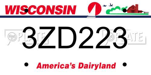 3ZD223 Wisconsin License Plate