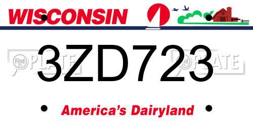 3ZD723 Wisconsin License Plate