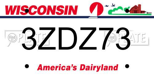 3ZDZ73 Wisconsin License Plate