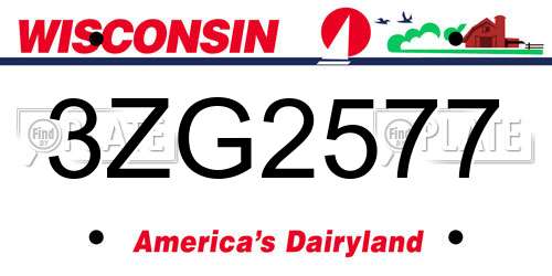 3ZG2577 Wisconsin License Plate
