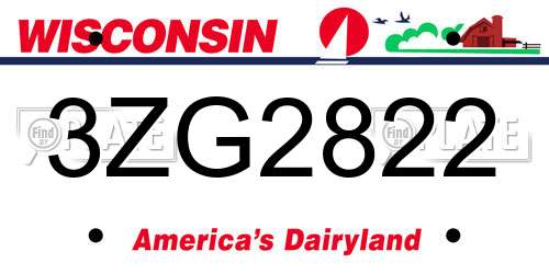 3ZG2822 Wisconsin License Plate