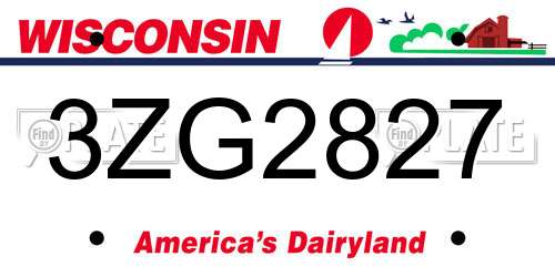 3ZG2827 Wisconsin License Plate