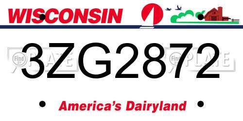3ZG2872 Wisconsin License Plate