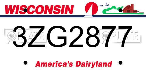 3ZG2877 Wisconsin License Plate