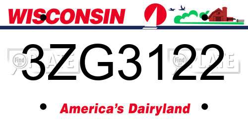 3ZG3122 Wisconsin License Plate