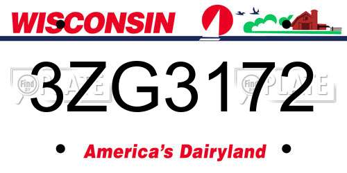 3ZG3172 Wisconsin License Plate