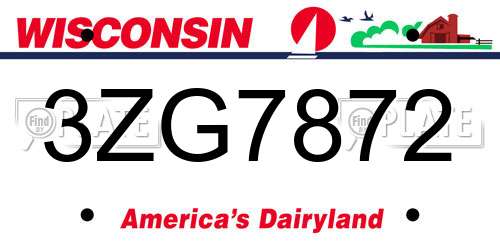 3ZG7872 Wisconsin License Plate
