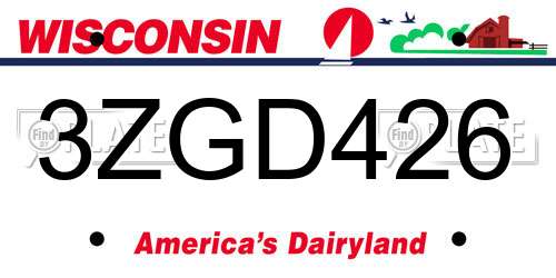 3ZGD426 Wisconsin License Plate