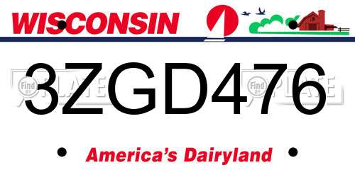 3ZGD476 Wisconsin License Plate