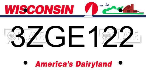 3ZGE122 Wisconsin License Plate