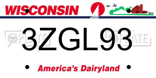 3ZGL93 Wisconsin License Plate