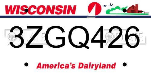 3ZGQ426 Wisconsin License Plate