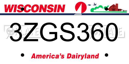3ZGS360 Wisconsin License Plate