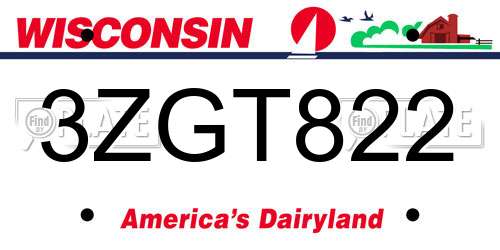 3ZGT822 Wisconsin License Plate