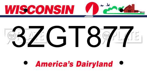 3ZGT877 Wisconsin License Plate