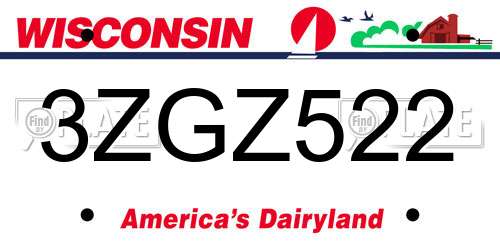 3ZGZ522 Wisconsin License Plate