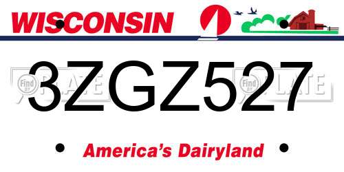 3ZGZ527 Wisconsin License Plate