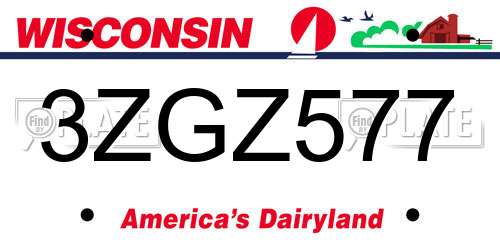 3ZGZ577 Wisconsin License Plate